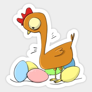 Surprised Hen - Colored Eggs Sticker